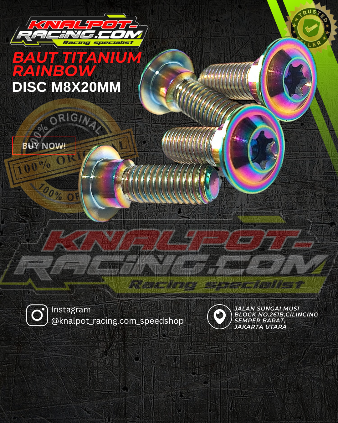 BAUT TITANIUM RAINBOW DISC M8X20MM